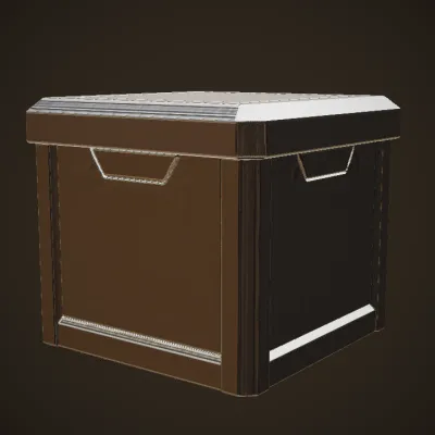 black storage box or crate. sharp edges, simple geometry, symmetric geometry.