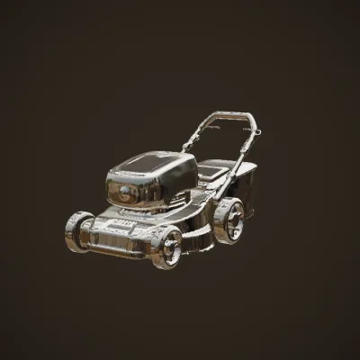 Modern electric lawn mower with solar panel. smooth edges, complex geometry, game-ready, symmetric geometry.