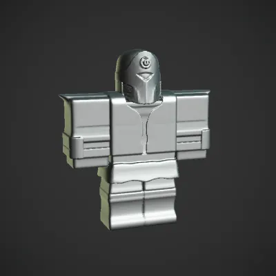 Blocky red robot character figure. sharp edges, simple geometry, game-ready, character, symmetric geometry.