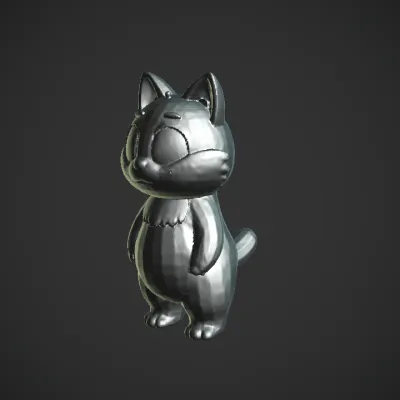 cartoon yellow cat character. smooth edges, simple geometry, game-ready, character, symmetric geometry.