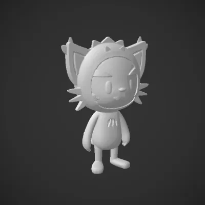 Cute cartoon character in tiger costume. smooth edges, simple geometry, character, symmetric geometry.