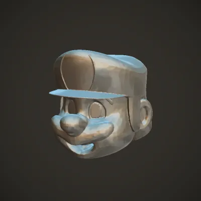 Luigi cartoon head with green hat. smooth edges, complex geometry, character.
