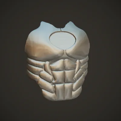 Foam armor chest plate with muscle design. smooth edges, simple geometry, game-ready, symmetric geometry.