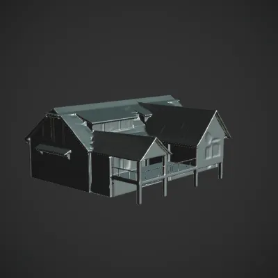 modern residential house. sharp edges, complex geometry.