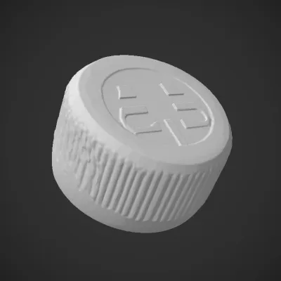 white plastic bottle cap. sharp edges, simple geometry, game-ready, symmetric geometry.