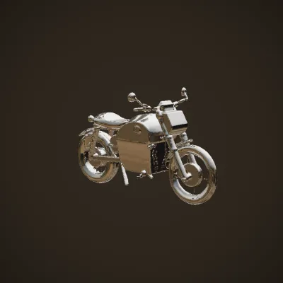 A motorcycle viewed from the rear. complex geometry, sharp edges, symmetric geometry.