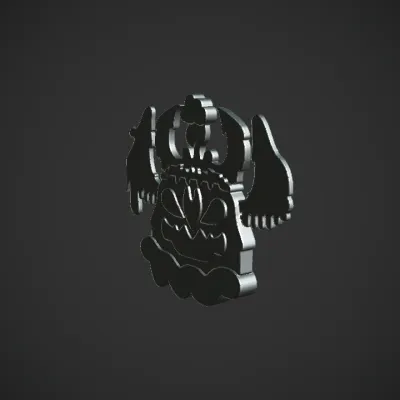 Purple, winged cartoon monster with dripping texture. smooth edges, complex geometry, character, symmetric geometry.