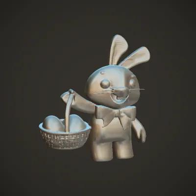 Two cartoon rabbit characters with pink background. simple geometry, game-ready, character.