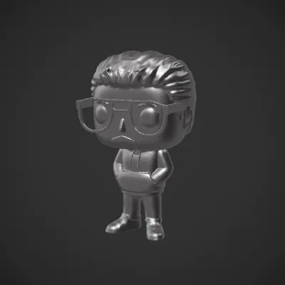 Vinyl toy figure of a man. smooth edges, simple geometry, game-ready, character, symmetric geometry.