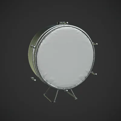 Large bass drum on stand. smooth edges, simple geometry, symmetric geometry.