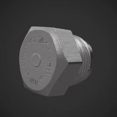 metal hexagonal pipe fitting cap. sharp edges, simple geometry, symmetric geometry.