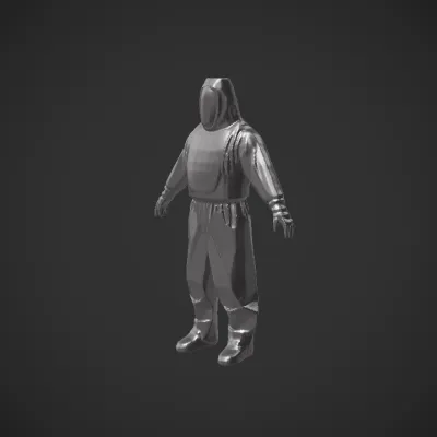 person in black sci-fi armor suit. smooth edges, complex geometry, game-ready, character, symmetric geometry.