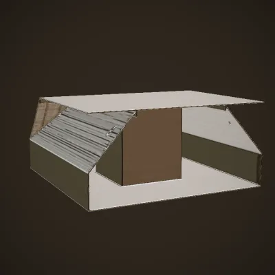 empty modern industrial room. sharp edges, smooth edges, simple geometry, game-ready, symmetric geometry.