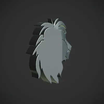 Stylized lion head wall art. sharp edges, simple geometry, game-ready, character.