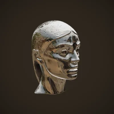 Bald human bust sculpture. smooth edges, simple geometry, character, symmetric geometry.