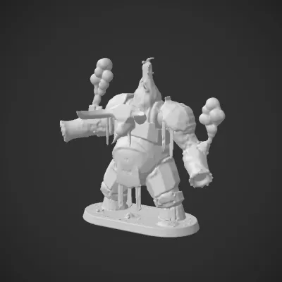 Armored mechanical character with exposed glowing core. sharp edges, complex geometry, game-ready, character.