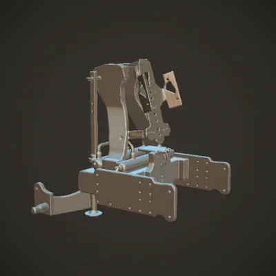 heavy-duty industrial machine component. sharp edges, complex geometry, symmetric geometry.