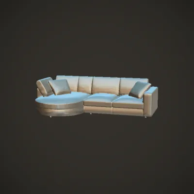 modern white sectional sofa. smooth edges, complex geometry.