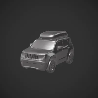 White SUV viewed from the rear. smooth edges, complex geometry, symmetric geometry.