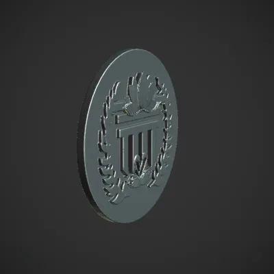 Stylized emblem with pillars, lotus, and laurels. smooth edges, complex geometry, simple geometry, symmetric geometry.