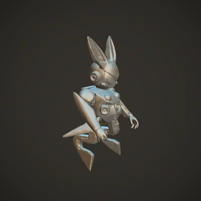 Futuristic humanoid robot with glowing features. sharp edges, smooth edges, complex geometry, game-ready, character, symmetric geometry.