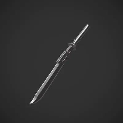 futuristic glowing sword. sharp edges, complex geometry, game-ready, symmetric geometry.