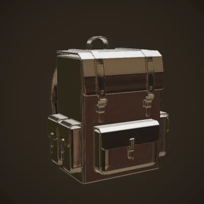 Modern brown and beige backpack. sharp edges, simple geometry, game-ready, symmetric geometry.