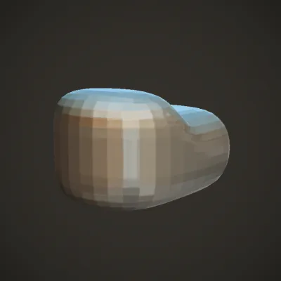 Cartoon face with sleepy expression. simple geometry, game-ready, character, symmetric geometry.