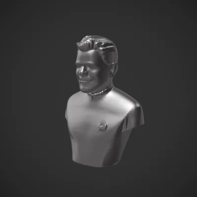 Person in Star Trek uniform. smooth edges, simple geometry, character, symmetric geometry.