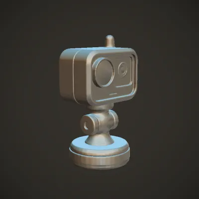 Compact camera on a stand. smooth edges, simple geometry, symmetric geometry.