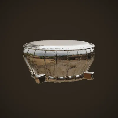Traditional wooden hand drum. smooth edges, simple geometry, symmetric geometry.