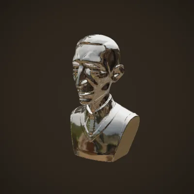 Classic male bust sculpture with sweater vest. smooth edges, simple geometry, character, symmetric geometry.