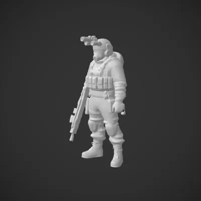 Heavily armed soldier in tactical gear. complex geometry, game-ready, character.