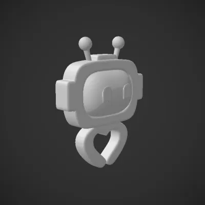 Cartoon robot with heart-shaped body. smooth edges, simple geometry, character, symmetric geometry.
