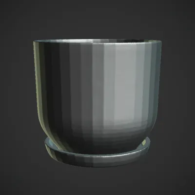 Terracotta plant pot with matching saucer. simple geometry, symmetric geometry.