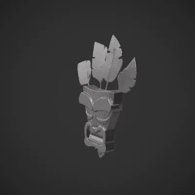 Tribal mask with colorful feathers. sharp edges, complex geometry.