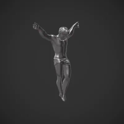 Crucified Jesus on a cross. complex geometry, smooth edges, character.