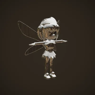 Anime-style fairy girl with wings. smooth edges, complex geometry, character, symmetric geometry.
