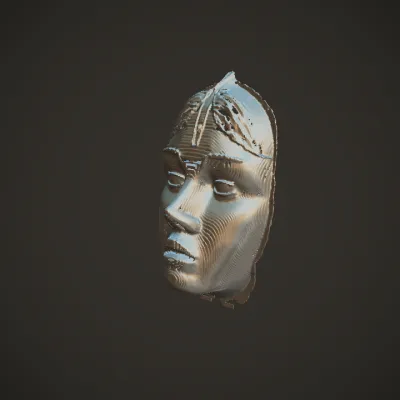 silver decorative mask. smooth edges, sharp edges, complex geometry, symmetric geometry.