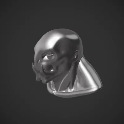 Alien humanoid creature head. smooth edges, complex geometry, character, symmetric geometry.