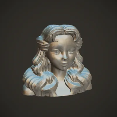 Blonde wavy hairstyle with earrings. smooth edges, complex geometry, game-ready, symmetric geometry.