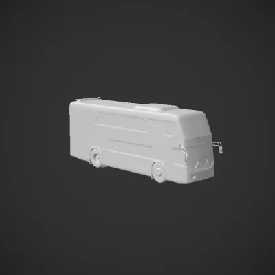 Double-decker passenger bus on street. smooth edges, complex geometry, symmetric geometry.