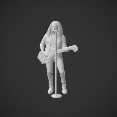 Rock musician playing electric guitar. complex geometry, smooth edges, character.