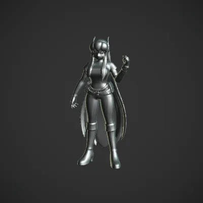 Anime-style female character figurine. smooth edges, complex geometry, character.