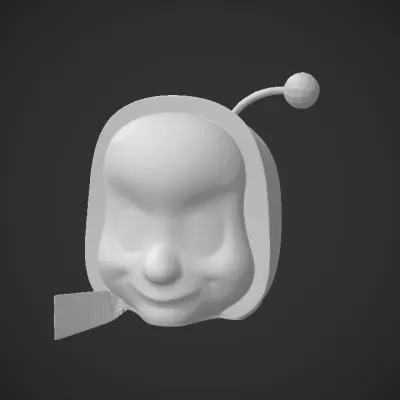 red helmet worn on head. smooth edges, simple geometry, symmetric geometry.