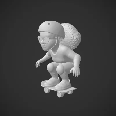 Person skateboarding wearing protective gear. smooth edges, complex geometry, character.