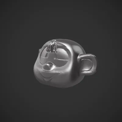 Cartoonish head of a child or baby. smooth edges, simple geometry, character, symmetric geometry.