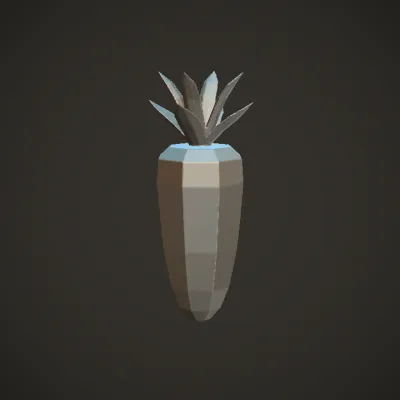 Low-poly 3D carrot model. sharp edges, simple geometry, game-ready, symmetric geometry.