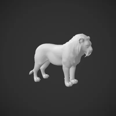 Realistic lion standing on all fours. smooth edges, complex geometry, game-ready.