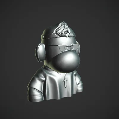 Stuffed sock monkey wearing sweater and glasses. smooth edges, simple geometry, game-ready, character, symmetric geometry.